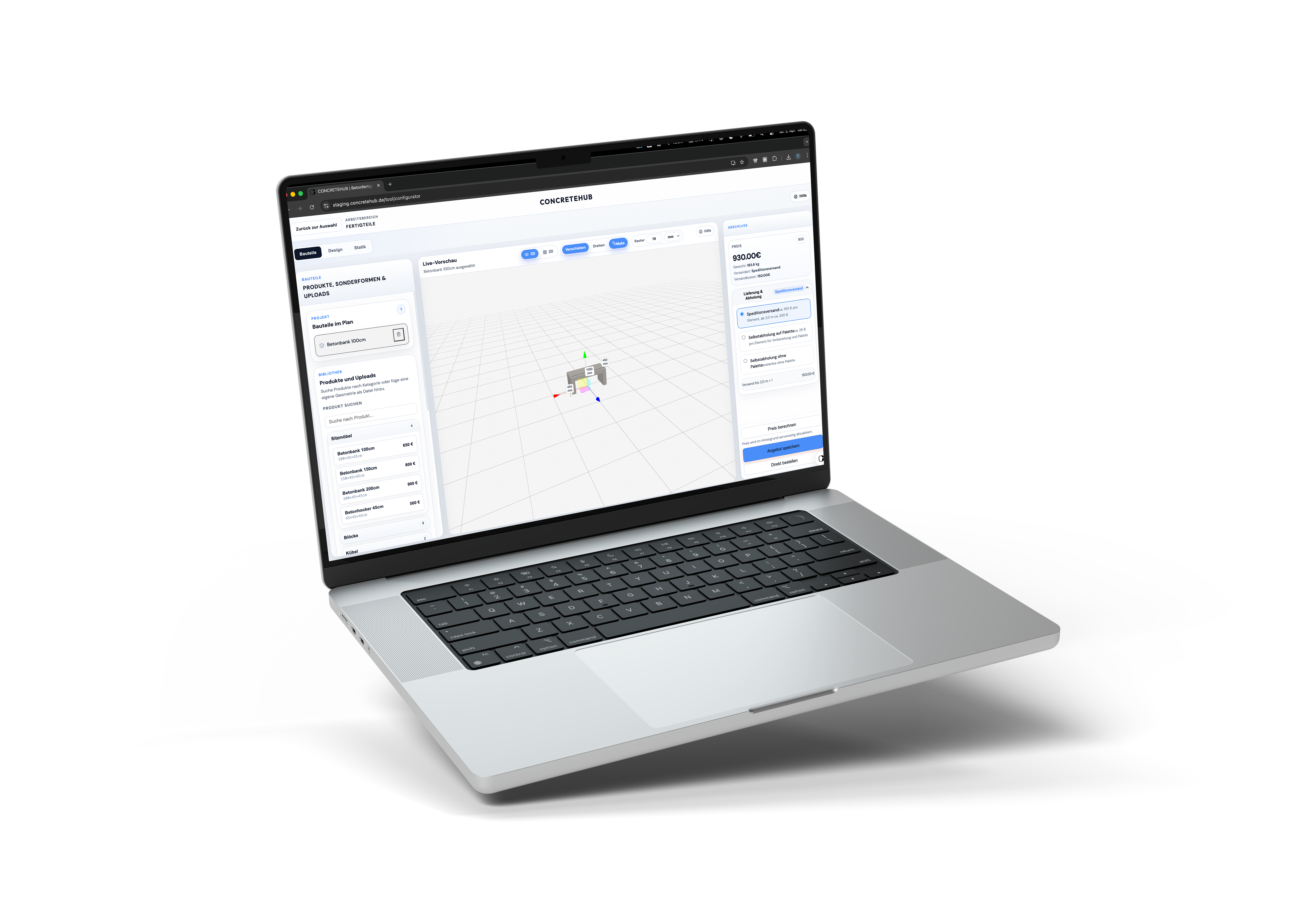 MacBook Mockup mit CONCRETEHUB Oberfläche
